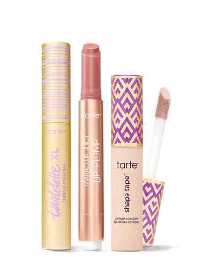 tarte™ shape tape concealer, XL tubing mascara and maracuja juicy lip plump trio