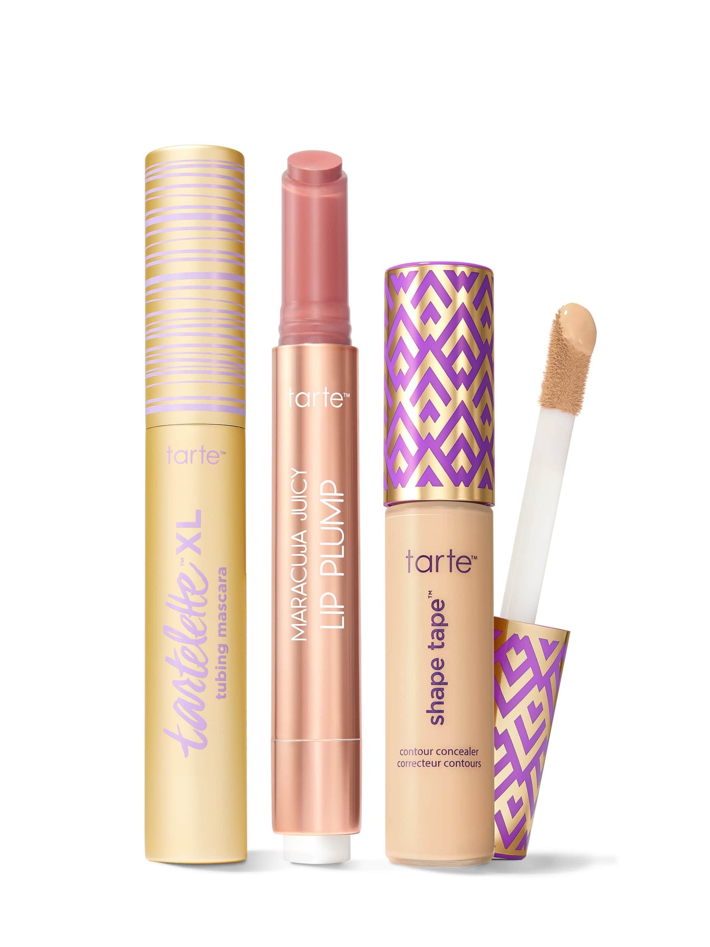 tarte™ shape tape concealer, XL tubing mascara and maracuja juicy lip plump trio