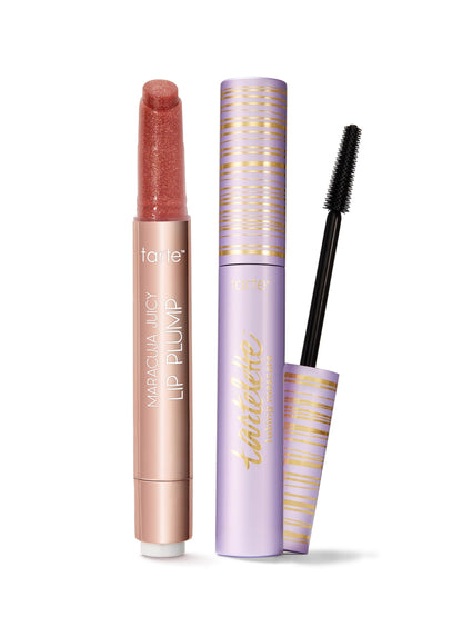 viral shimmer glass lip plump & tubing mascara duo